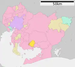 Location of Kōta in Aichi Prefecture