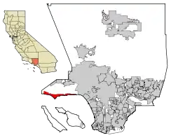 Location of Malibu in Los Angeles County, California