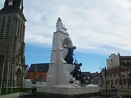 The church, war memorial and town hall of La Couture