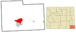 Location in Laramie County and the state of Wyoming.