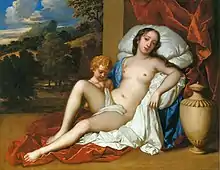 Nell Gwynne, one of the long-time mistresses of King Charles II of England, as Venus with her son as Cupid (c. 1665) by Peter Lely