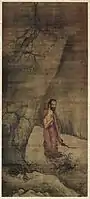 Liang Kai (梁楷, 1140–1210), Shakyamuni Emerging from the Mountains, 出山釋迦圖, Hanging scroll, ink and color on silk, 117.6&nbsp;cm ×&nbsp;51.9&nbsp;cm (46.3&nbsp;in ×&nbsp;20.4&nbsp;in), collected by Tokyo National Museum. File:Ma Yuan - Dancing and Singing- Peasants Returning from Work.jpg