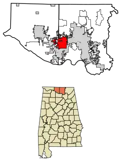 Location of Madison in Limestone County and Madison County, Alabama