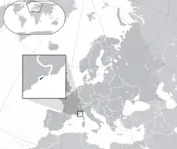 Location of Monaco (green)in Europe (green & dark grey)