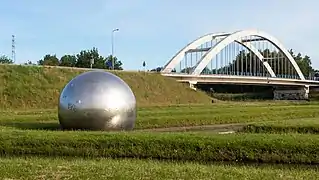 Lochem, artwork and bridge across Twentekanaal