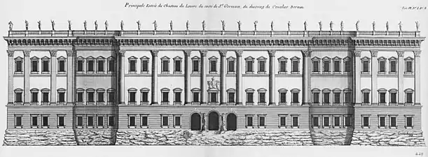 Proposed Baroque east façade of Louvre by Gian Lorenzo Bernini