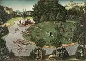 Lucas Cranach the Elder, 1529, The Stag Hunt of the Elector Frederick the Wise, 80 × 114&nbsp;cm