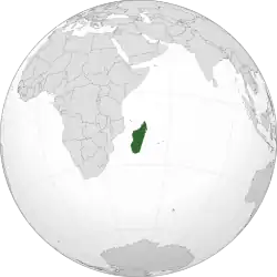 Location of&nbsp;Madagascar&nbsp;(dark green)