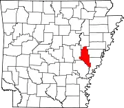 Map of Arkansas highlighting Monroe County