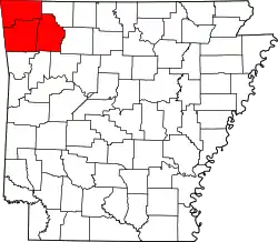 Map of Fayetteville–Springdale–Rogers, ARMetropolitan Statistical Area