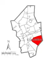 Map of Columbia County, Pennsylvania highlighting Beaver Township