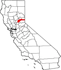 State map highlighting Nevada County