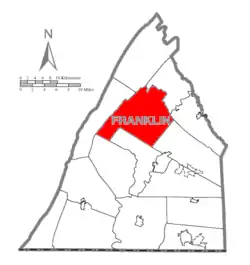 Map of Franklin County, Pennsylvania highlighting Letterkenny Township