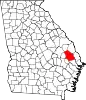 State map highlighting Bulloch County