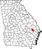 State map highlighting Evans County