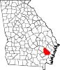 State map highlighting Wayne County