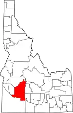 Map of Idaho highlighting Elmore County