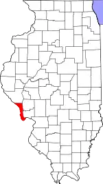 Map of Illinois highlighting Calhoun County