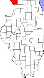 Map of Illinois highlighting Jo Daviess County