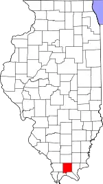 Map of Illinois highlighting Johnson County