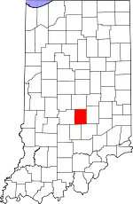 Map of Indiana highlighting Johnson County