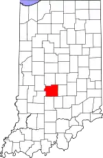 Map of Indiana highlighting Morgan County