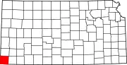 Map of Kansas highlighting Morton County