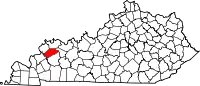 Map of Kentucky highlighting Webster County