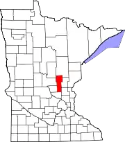 Map of Minnesota highlighting Mille Lacs County