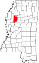Map of Mississippi highlighting Leflore County