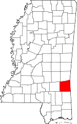 Map of Mississippi highlighting Wayne County