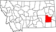 Map of Montana highlighting Custer County