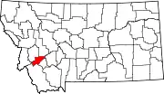 Map of Montana highlighting Deer Lodge County