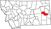 Map of Montana highlighting Prairie County