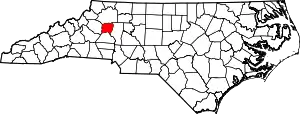 Map of North Carolina highlighting Alexander County