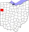 Map of Ohio highlighting Van Wert County