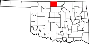 Map of Oklahoma highlighting Grant County