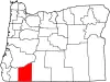Map of Oregon highlighting Jackson County
