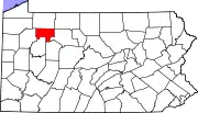 Map of Pennsylvania highlighting Forest County