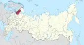 Map showing Karelia in Russia