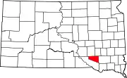Map of South Dakota highlighting Douglas County