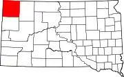 Map of South Dakota highlighting Harding County