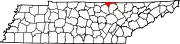 Map of Tennessee highlighting Pickett County