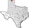 State map highlighting Hansford County
