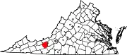Map of Virginia highlighting Pulaski County
