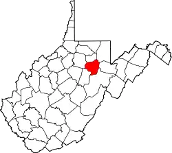 Location of Barbour County in West Virginia