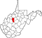 Map of West Virginia highlighting Calhoun County