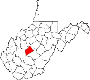 Map of West Virginia highlighting Clay County