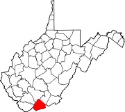 Map of West Virginia highlighting Mercer County
