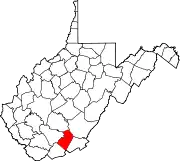 Map of West Virginia highlighting Summers County